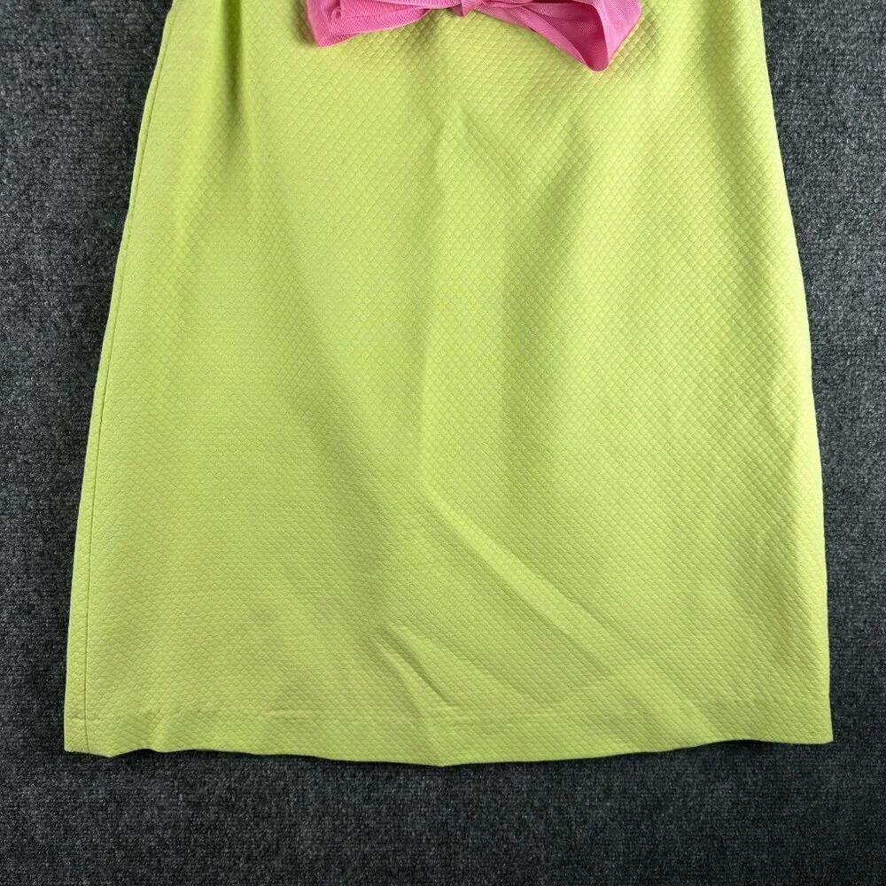 Steven Stolman Dress Womens 4 Neon Sleeveless Back Zip Ribbon Tie Lined Preppy - Picture 3 of 6